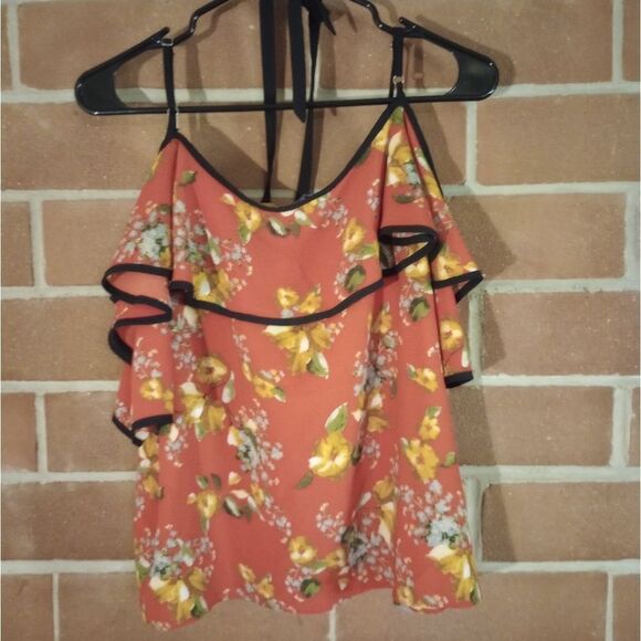 🆕⛱️Michel Floral Cold Shoulder Halter Top - Picture 4 of 6